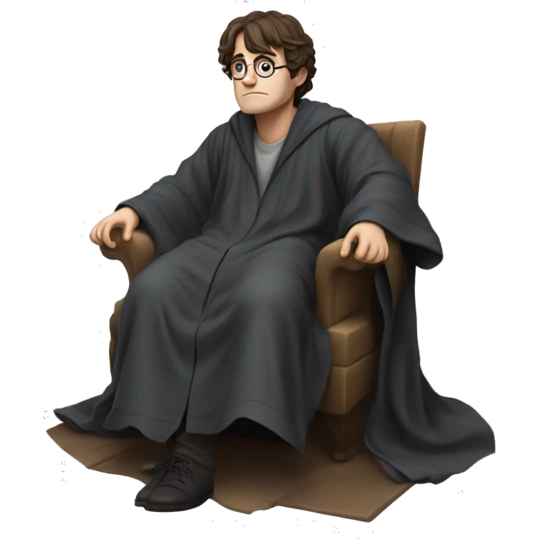 full body Harry Potter in robe laying down looking very stressed  emoji