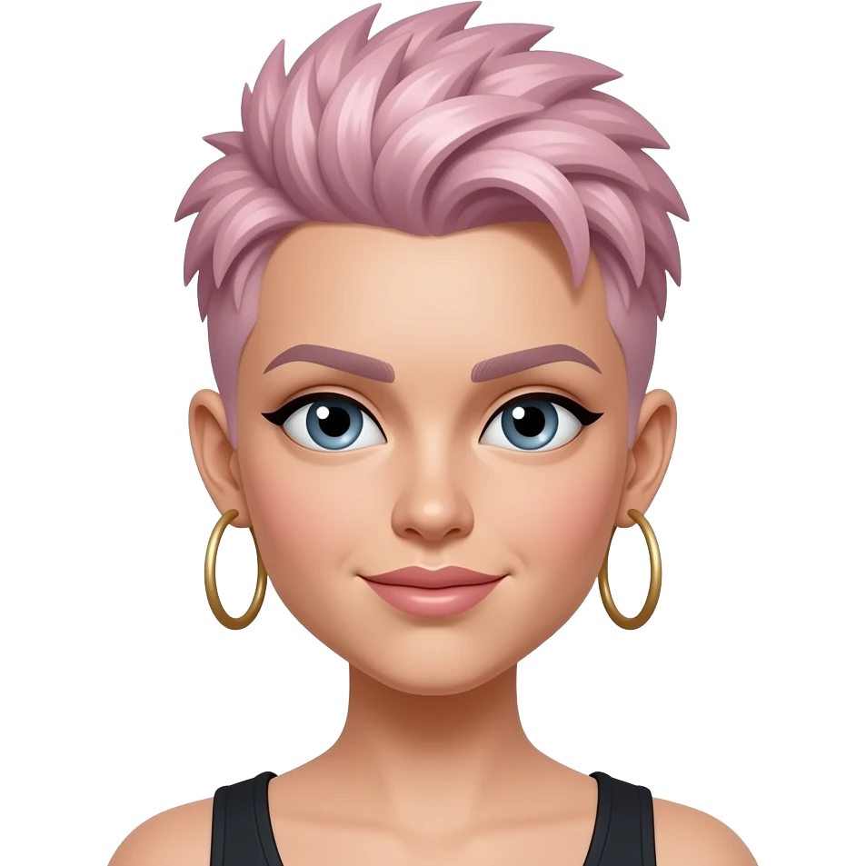 light pink very short very very spiky mohawk haired woman, with big hoop earrings emoji