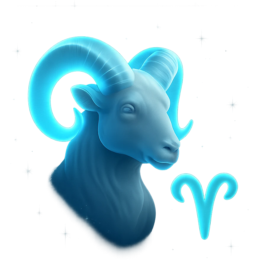 "A digital illustration of the Aries zodiac sign, a majestic ram with glowing horns, incorporating the color #00d9ff prominently in its design, celestial background, mystical and cosmic atmosphere" emoji
