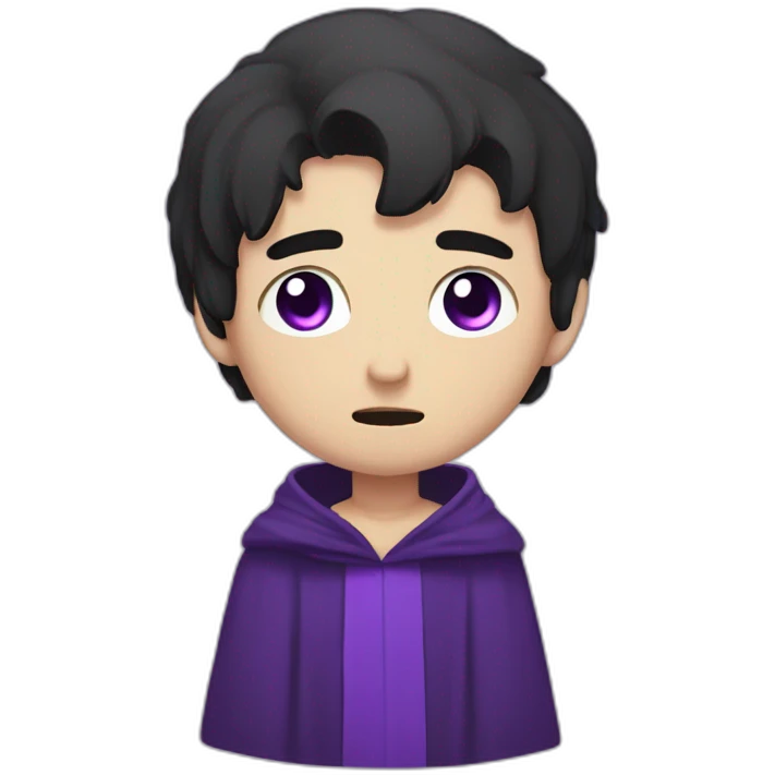 sad emo boy with purple eyes short dark hair wearing robes emoji