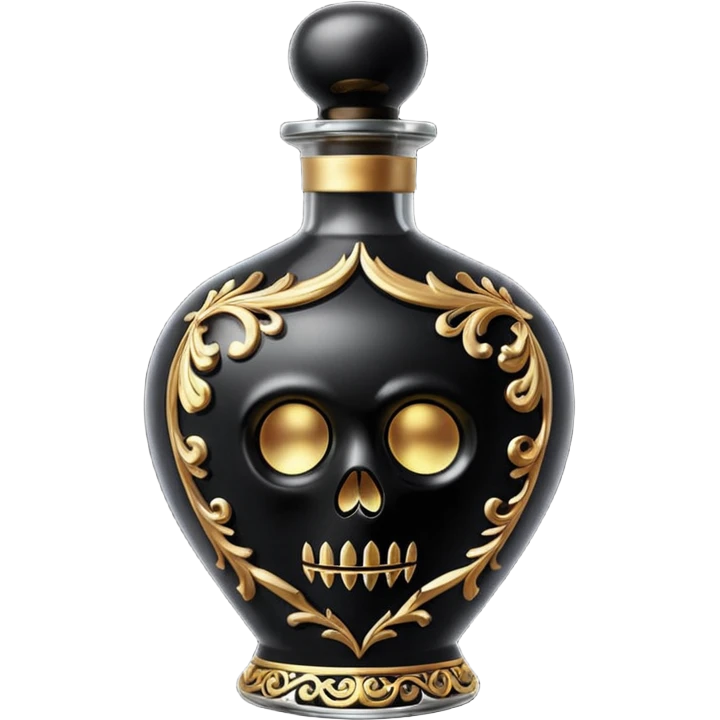 an elegant black poison bottle, no skull, no bones emoji