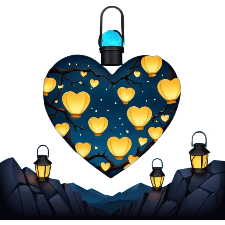 emo heart with night sky and dark lanterns emoji