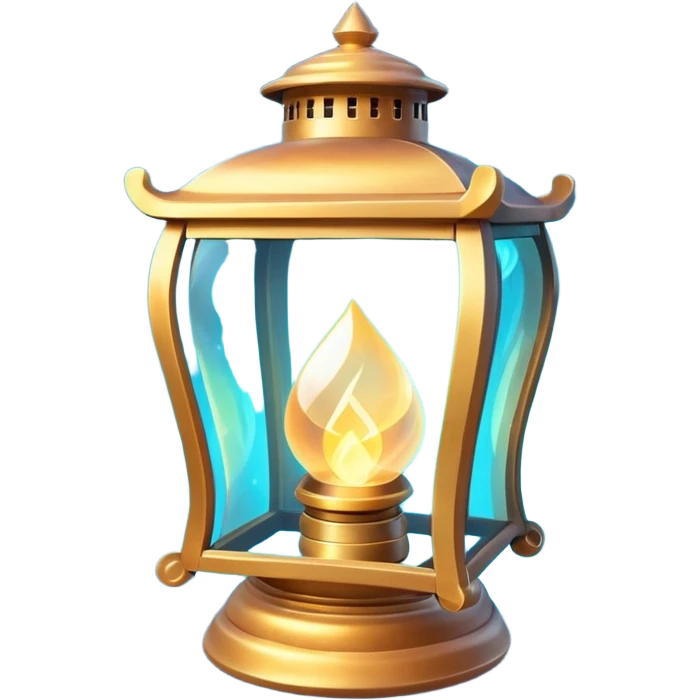 enchanted lantern object icon, strong magical glow, floating runes and sparkles, mystical light swirling inside the lantern, fantasy magic aura, 3D cartoon, mobile game icon style, centered, clean background, no text, no watermark emoji