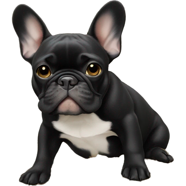 Black-and-tan French bulldog on pile of gold  emoji