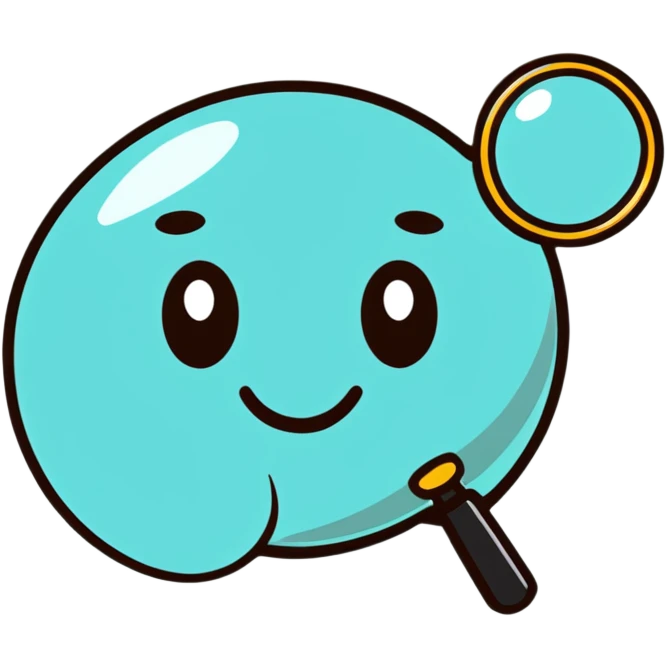 A cute magnifying glass with a happy face emoji
