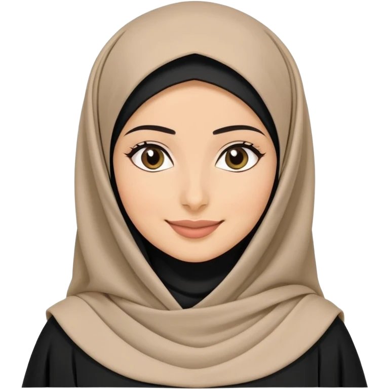 Saudi woman wearing black hijab and traditional abaya, gentle smile emoji
