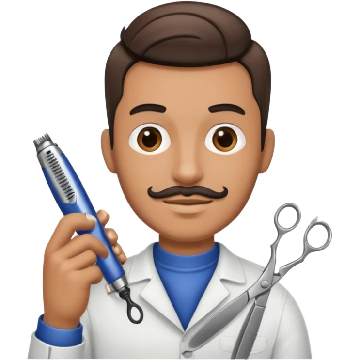 Barber man holding a pair of clippers emoji