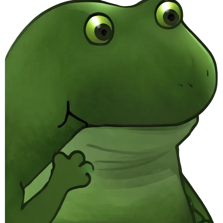 A dinosaur dressed as a frog emoji
