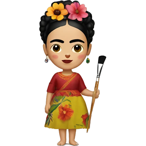body frida kahlo kid with paintbrush emoji