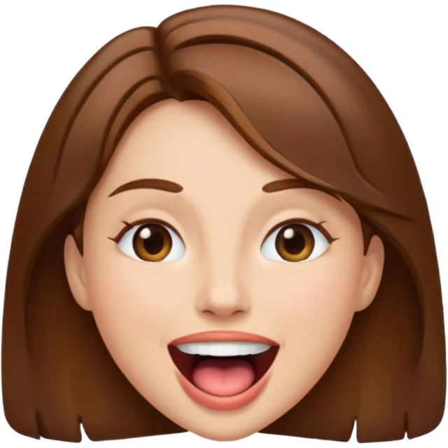 Woman brown hair with mouth open emoji