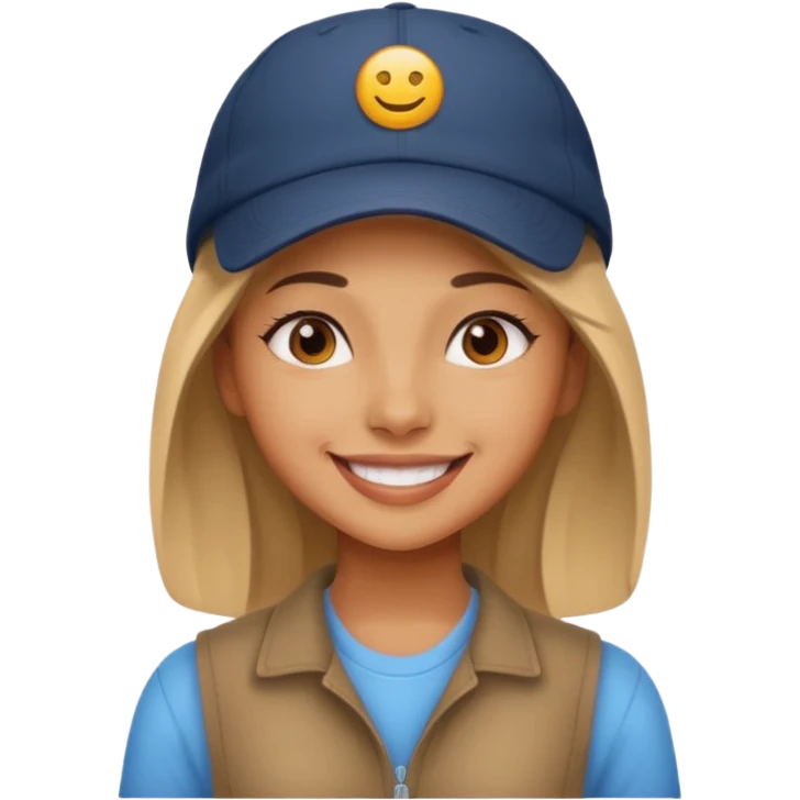 Niña bonita con gorra emoji