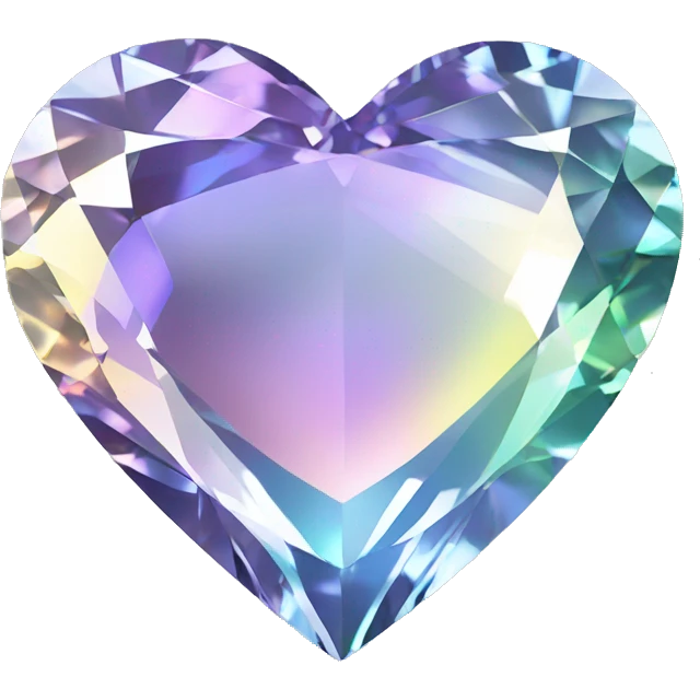 Heart shaped 56-carat iridescent diamond emoji