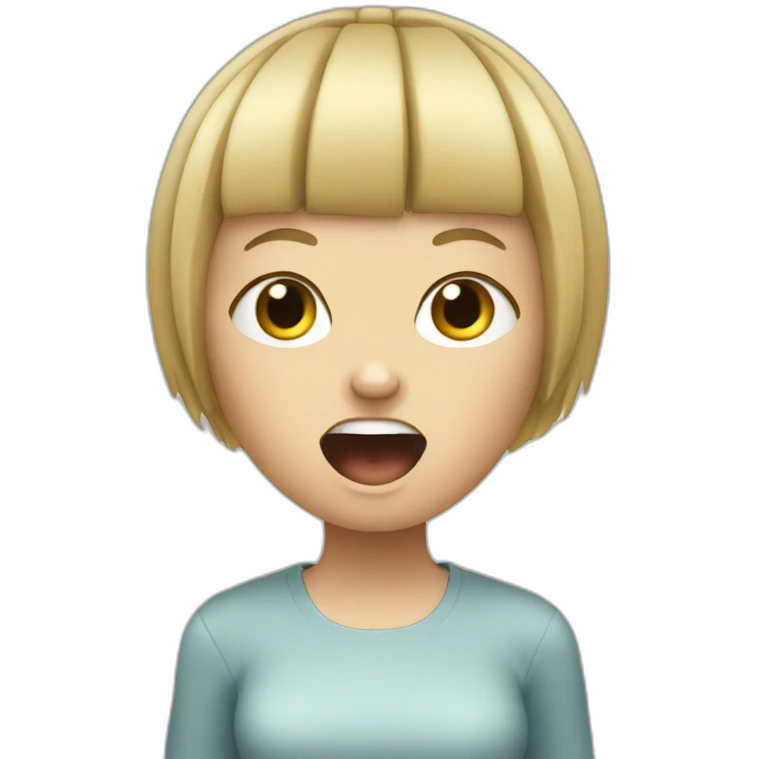 blonde woman with a bowl cut screaming emoji