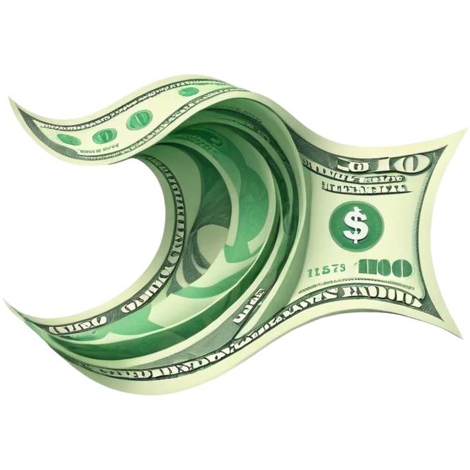 a floating wavy usd note icon emoji