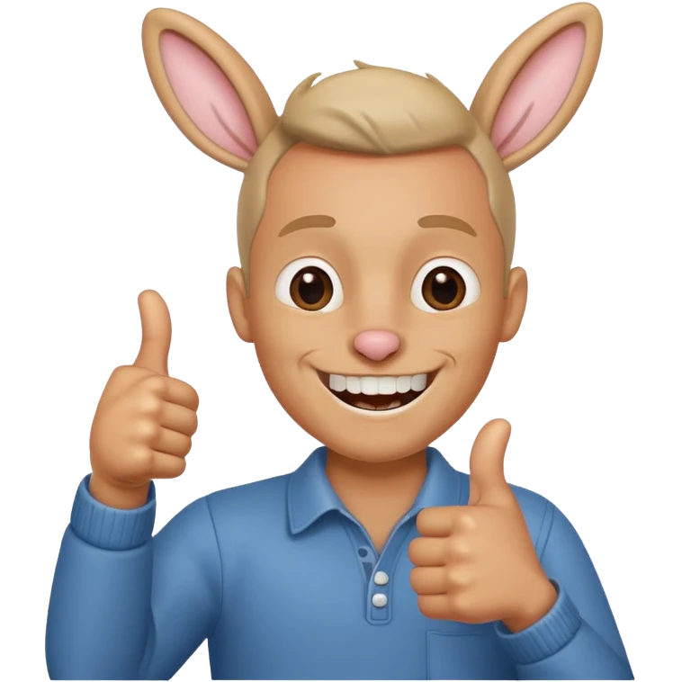thumb up man with rabbit teeth emoji
