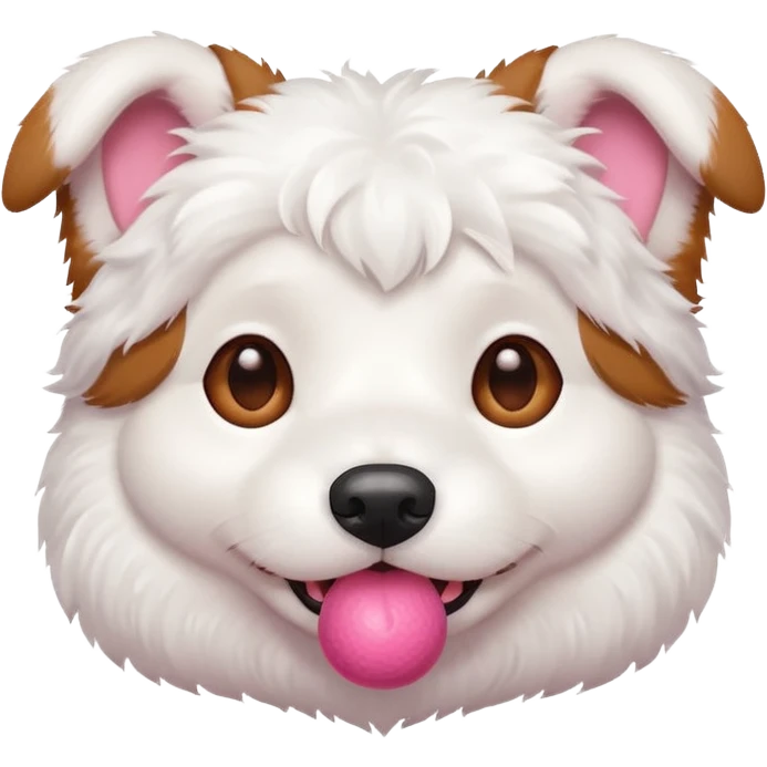 cute white dog with a ball emoji