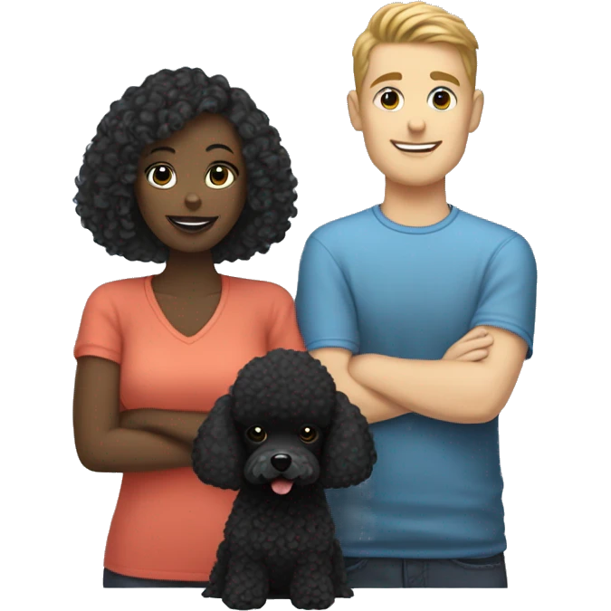 White gay couple with 1 black toy poodle emoji