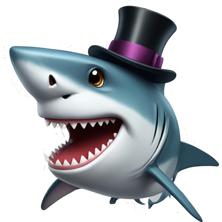 Shark with a top hat emoji