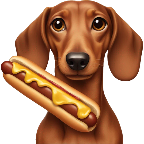 Dachshund eating hotdogs emoji