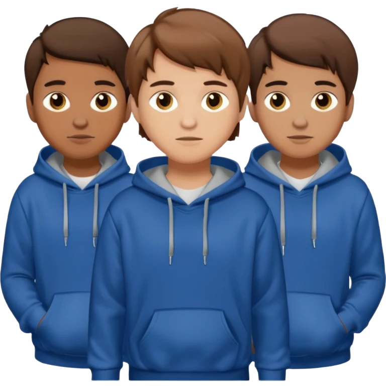 Four young men with brown hair, wearing hoodies emoji