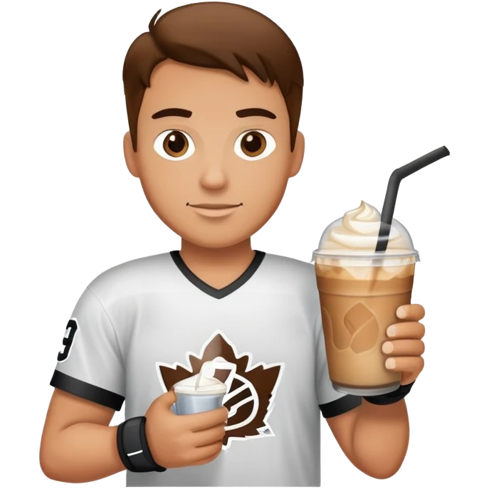 hockey player with iced coffee emoji