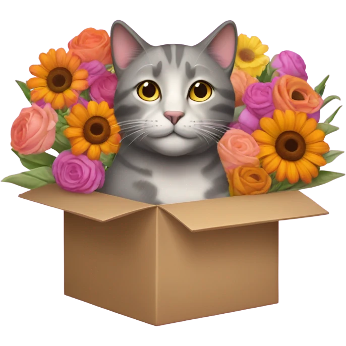 sfat cat with flowers and chocolates for valentine emoji