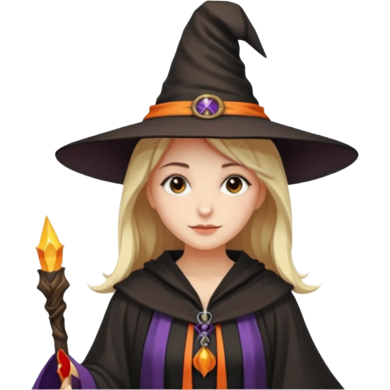 A younger woman with a witch's hat and robes (classic student or young witch look). emoji