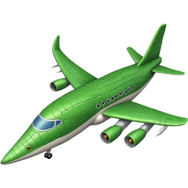 grey aircraft with green crocodile head on the tip emoji