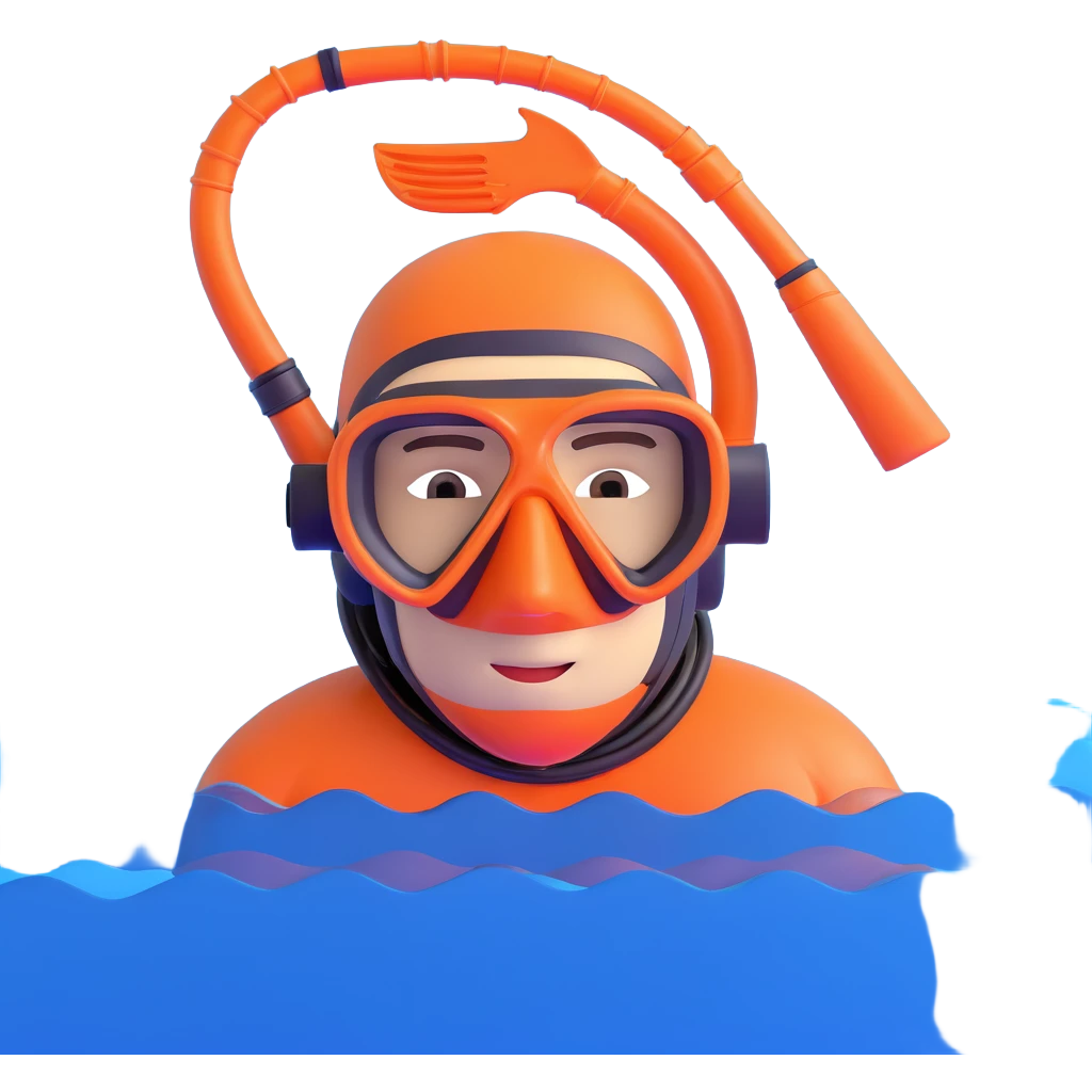 person snorkeling with mask and snorkel in blue water emoji