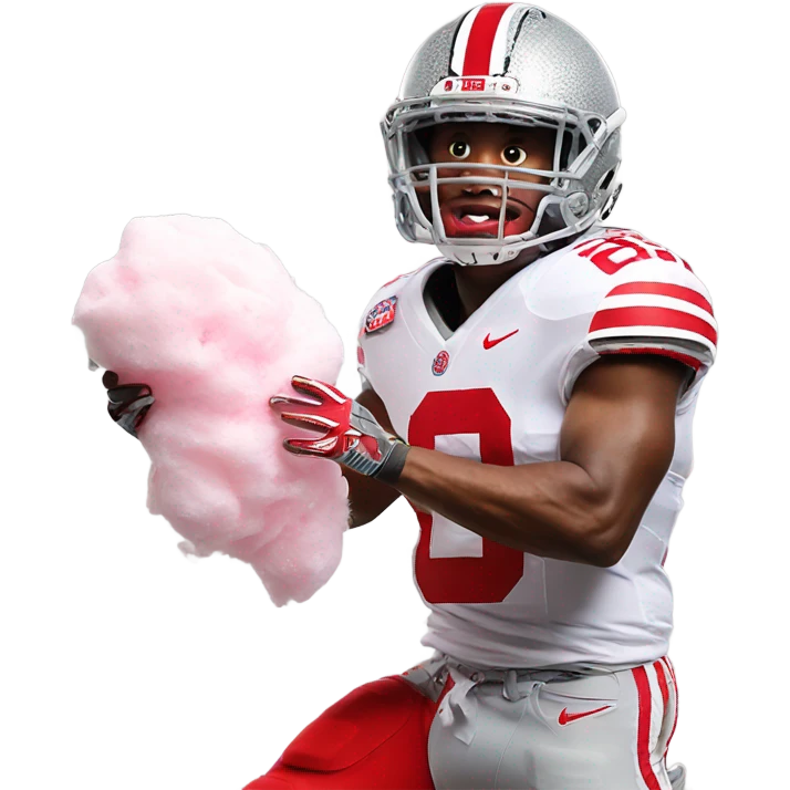 Ohio State football player eating cotton candy emoji