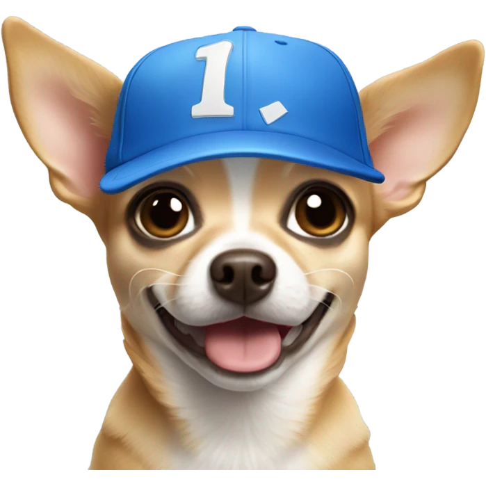 Happy Chihuahua wearing blue baseball cap  emoji