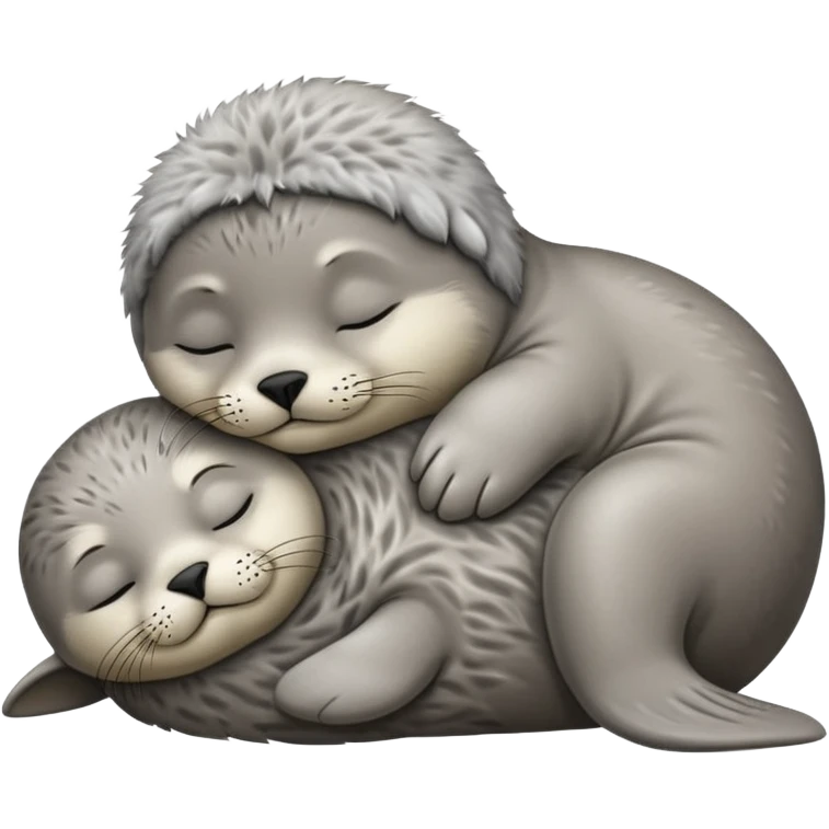 Sleeping baby seal with fluffy fur emoji