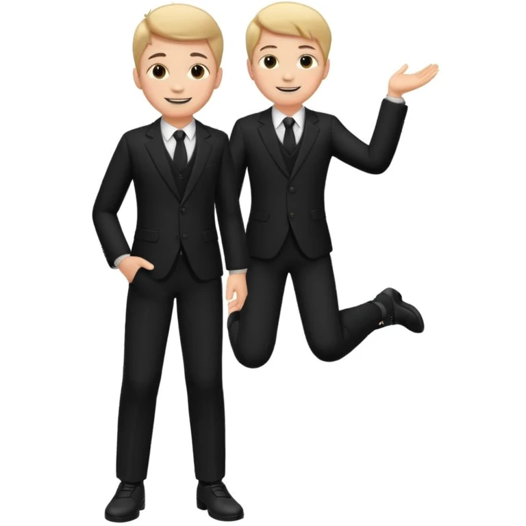 Maktab yonida kulib turgan qora kostyum shim kiygan bola rasmini chiqarib ber emoji