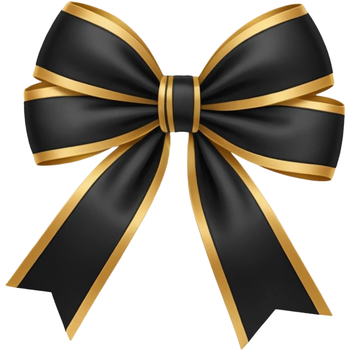 Black bow with golden outer line emoji