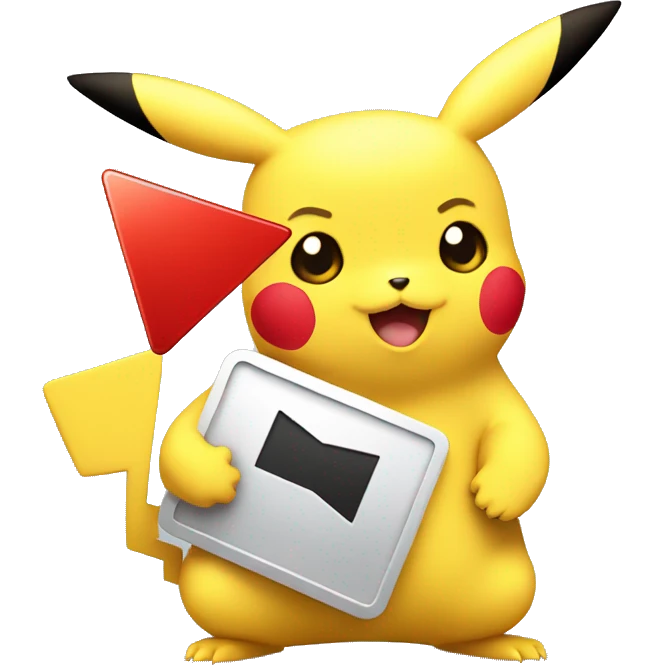 cute pikachu holding YouTube play button emoji
