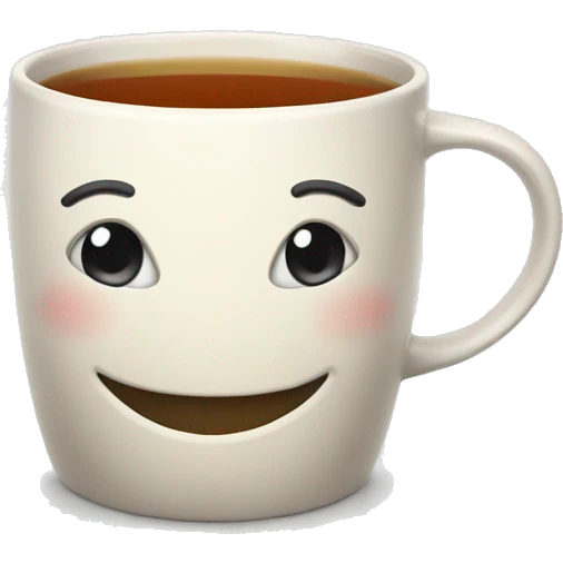 Mug of tea with a smile emoji