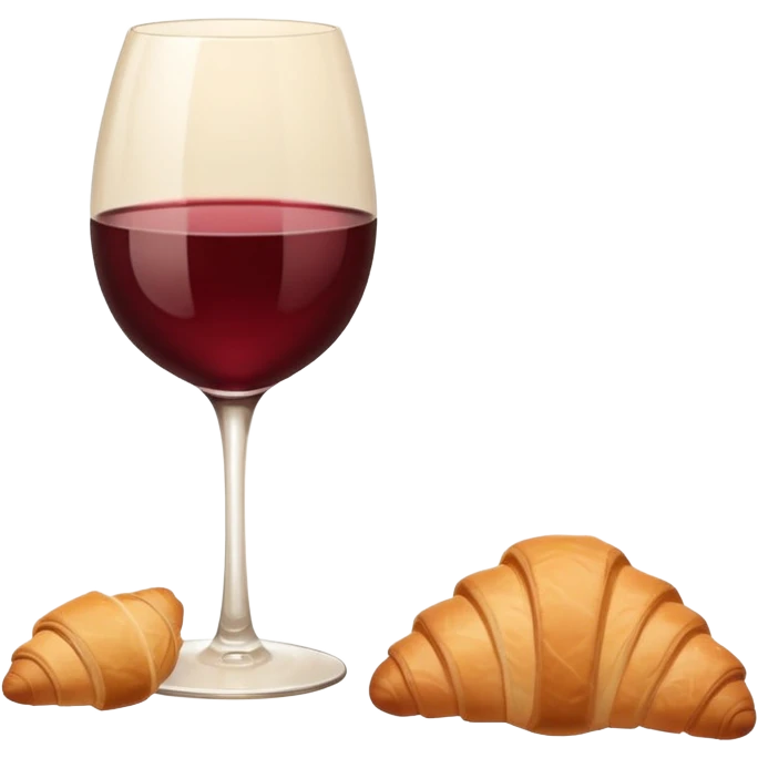 French cuisine humanless avatar in clean emoji-style illustration. Croissant and wine glass, soft beige tones, simple shapes, flat design, refined and cozy. emoji