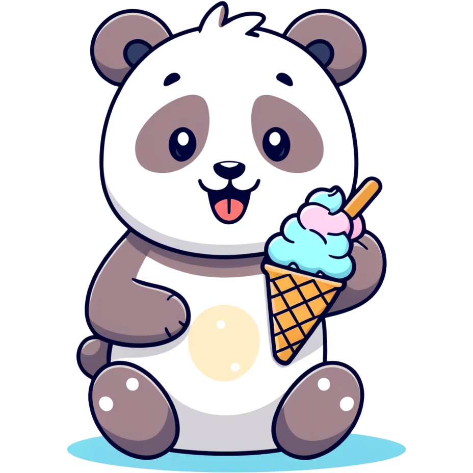 Panda eating ice cream emoji
