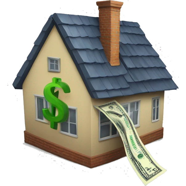 house with dollar sign rocketing up out of the roof emoji