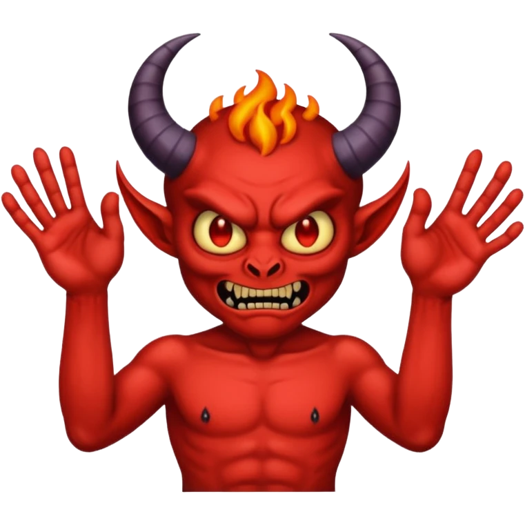 A demon with 2 hands one hand has a 9 on top and the other hand has a 9 on top  emoji