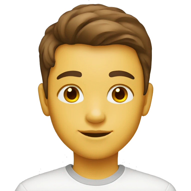 a white 13 year old with a brown with yellow highlight middle part boy emoji