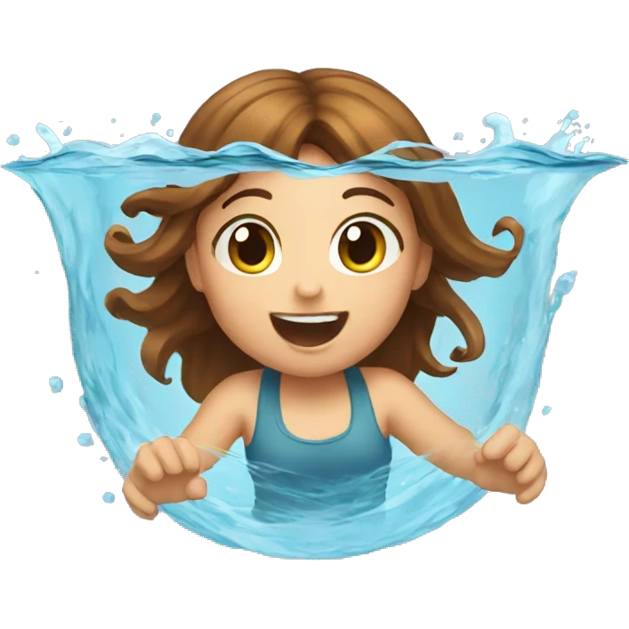 girl fish with brown hair jumping out of water emoji