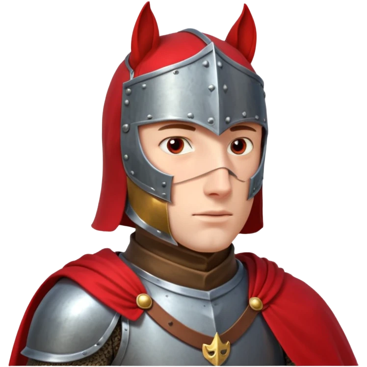 medieval horse rider knight portrait, head and shoulders only, armor collar, cloak, intense eyes, fantasy vibe, 3D cartoon, mobile game icon style, clean background, no text, no watermark
 emoji