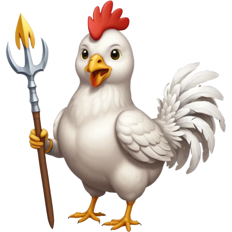 Chicken holding trident emoji