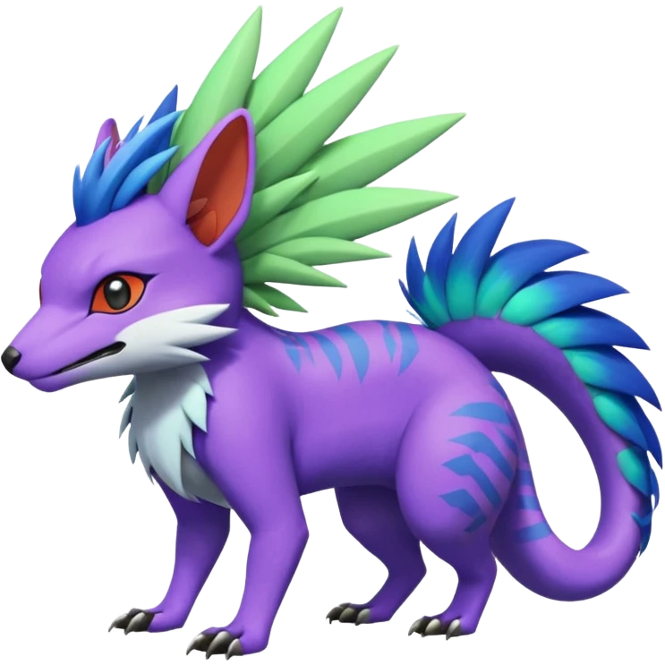  exotic tropical cyber-Sleuth-Aloy-Loyd-Garmaddon-Litten-Linoone-Noibat-Fakémon-Pokémon-Vernid-creature with a Mohawk emoji