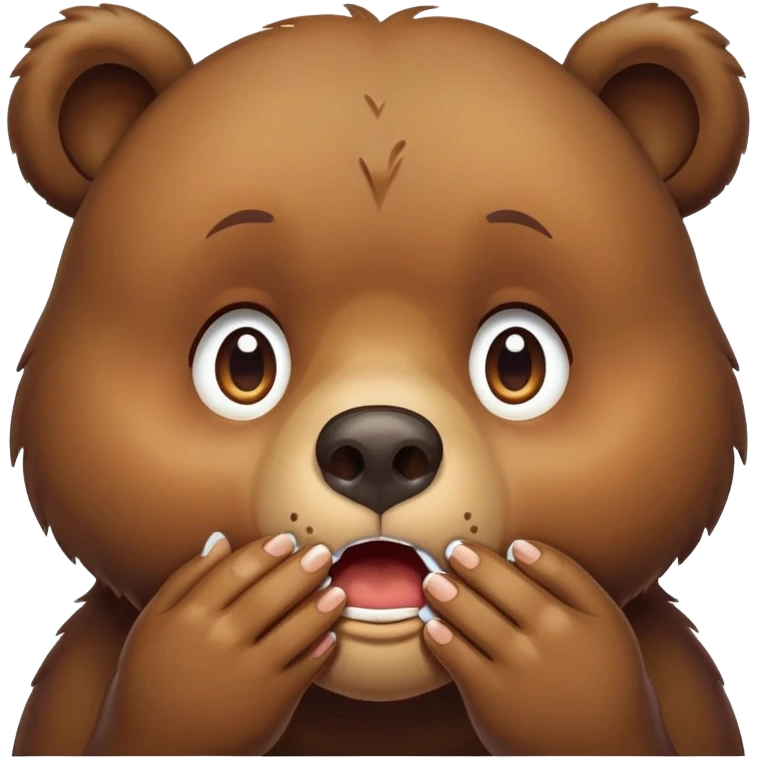 Bear almost in tears covering her mouth emoji