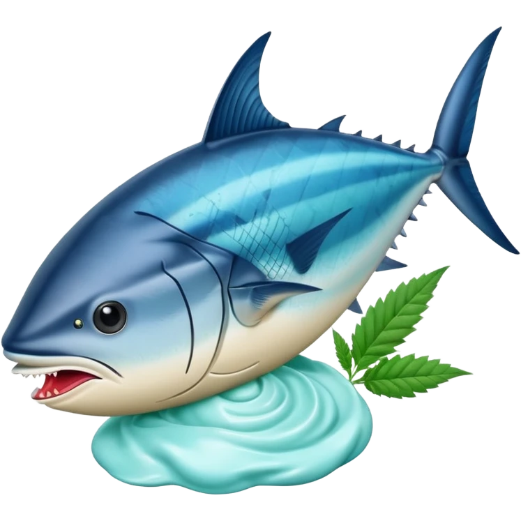 bluefin tuna in a gelato with cannabis leaf emoji