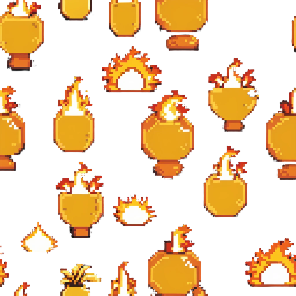 Bomberman right-facing end-cap explosion tile, flames ending and tapering rightward with pronounced flame wisps, orange/yellow with more red at the tips, extending about 70% into right direction emoji