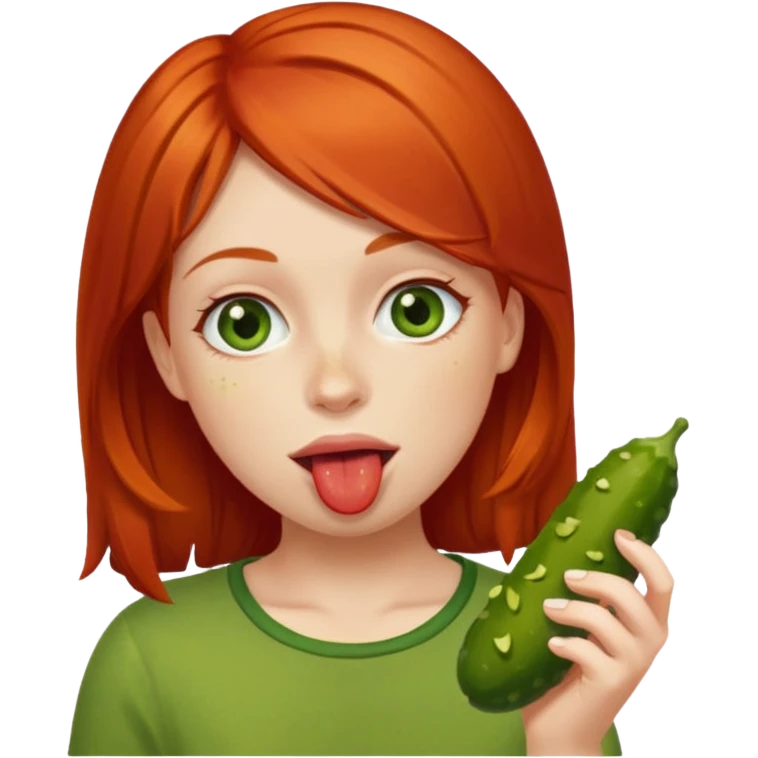 Red head girl eating a pickle  emoji