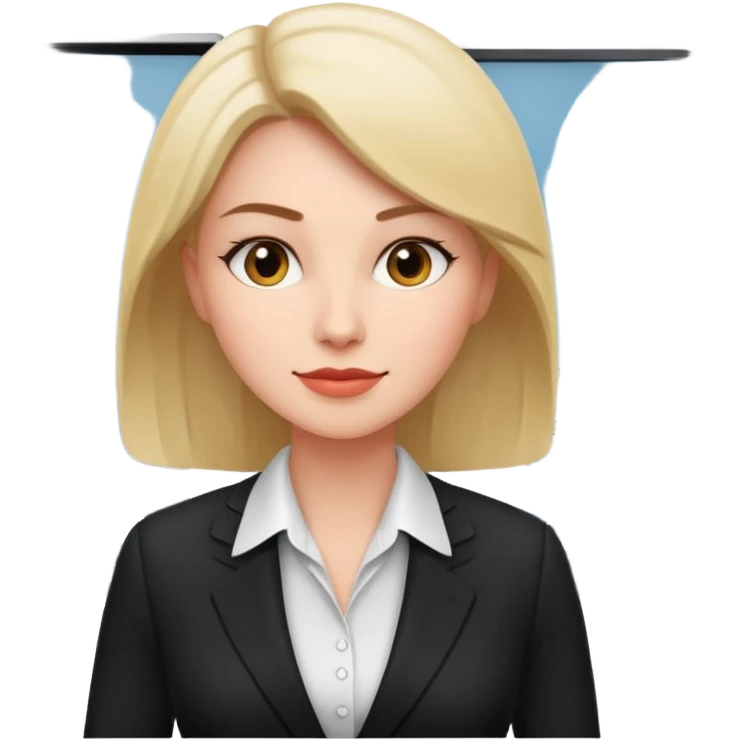 confident businesswoman in a modern office, simple and expressive emoji
